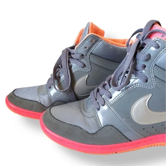 NIKE Force Dunk Sky Hi Hidden Wedge Heel Gray - Picture 5 of 13